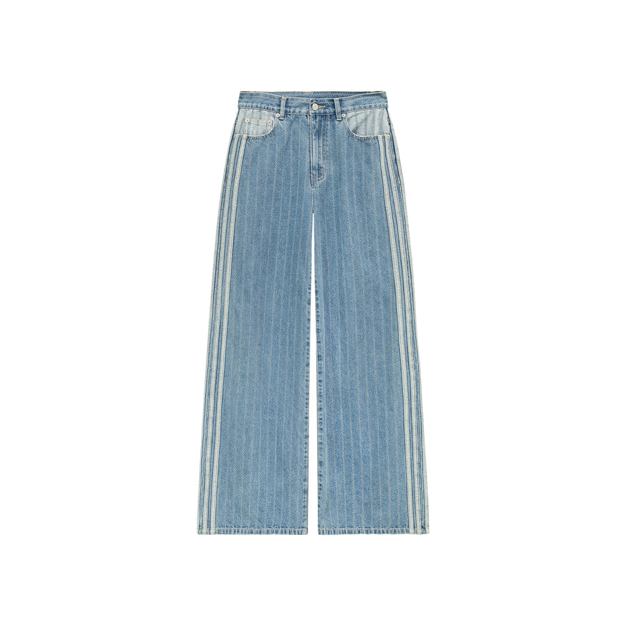 CHUU Color Striped Wide Leg Denim Jeans