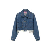 Raw Hem Denim Crop Jacket