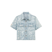 Logo Paisley Pocket Denim Semi Cropped Shirt Jacket