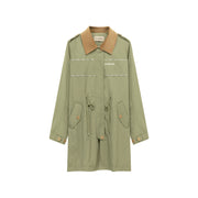 Color Collar String Long Windbreaker Jacket