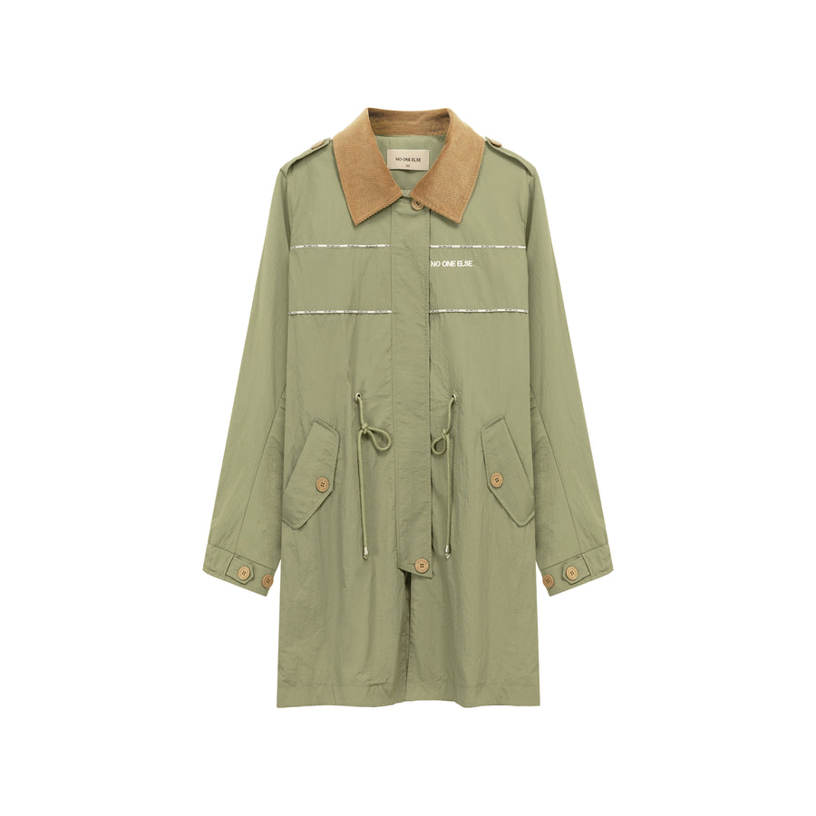 CHUU Color Collar String Long Windbreaker Jacket