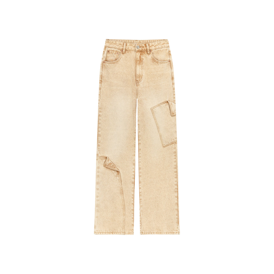CHUU Pocket Washed Wide Jeans