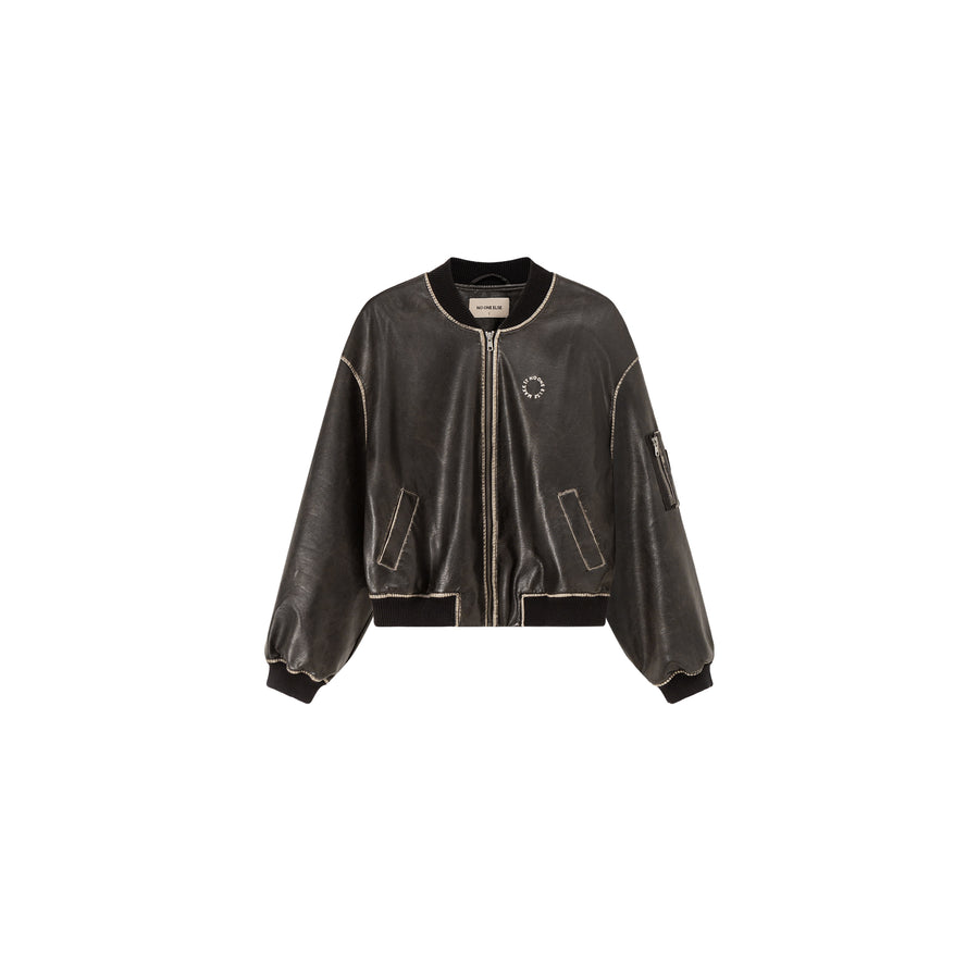 CHUU Lined Leather Boxy Jacket