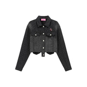 Star Logo Leopard Denim Jacket