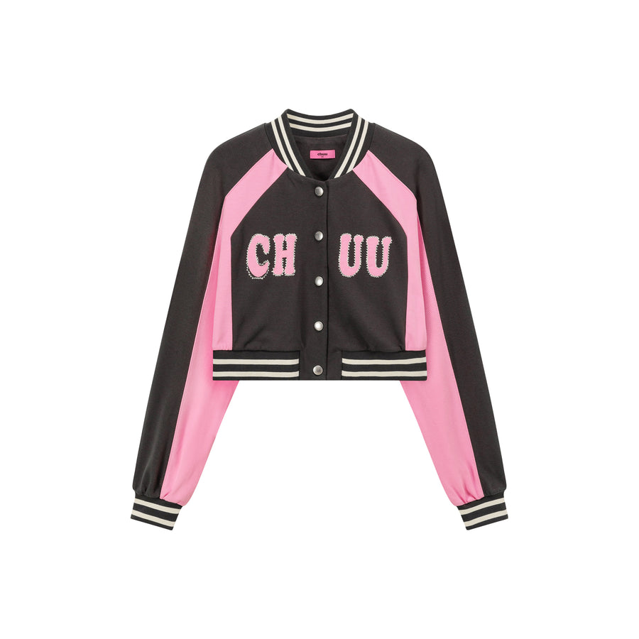 CHUU Logo Varsity Cropped Jacket
