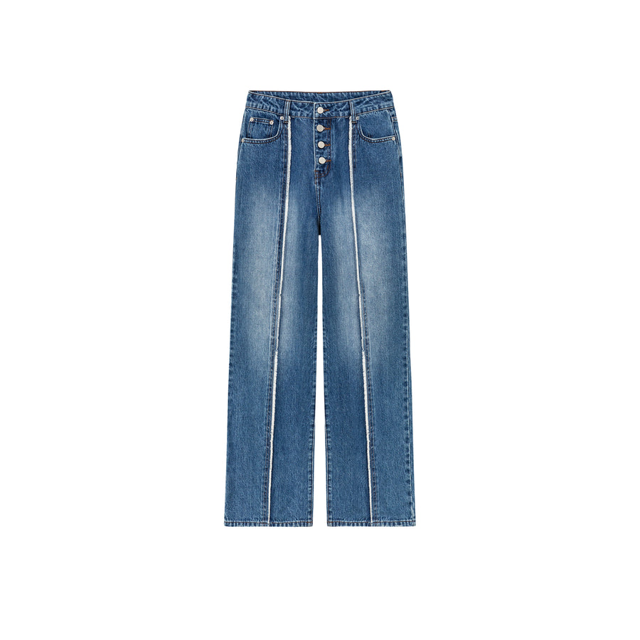 CHUU Lined High Waisted Button Wide Denim Jeans