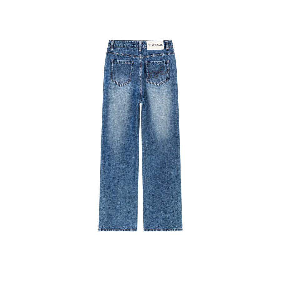 CHUU Lined High Waisted Button Wide Denim Jeans