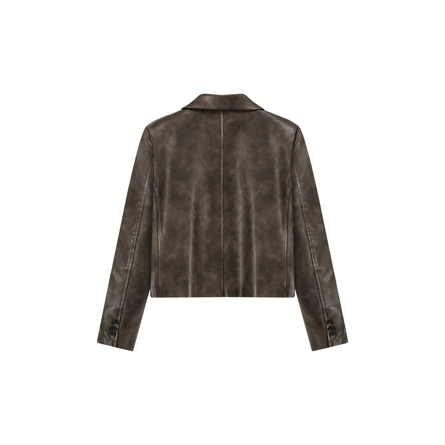 CHUU Logo Leather Jacket