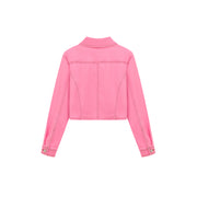 Color Zip-Up Denim Jacket