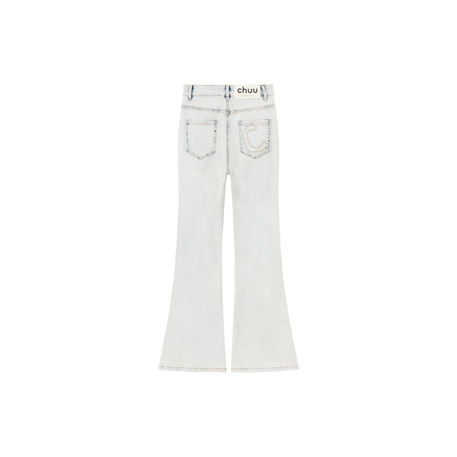 CHUU Distressed Ripped Slim Bootcut Denim Jeans