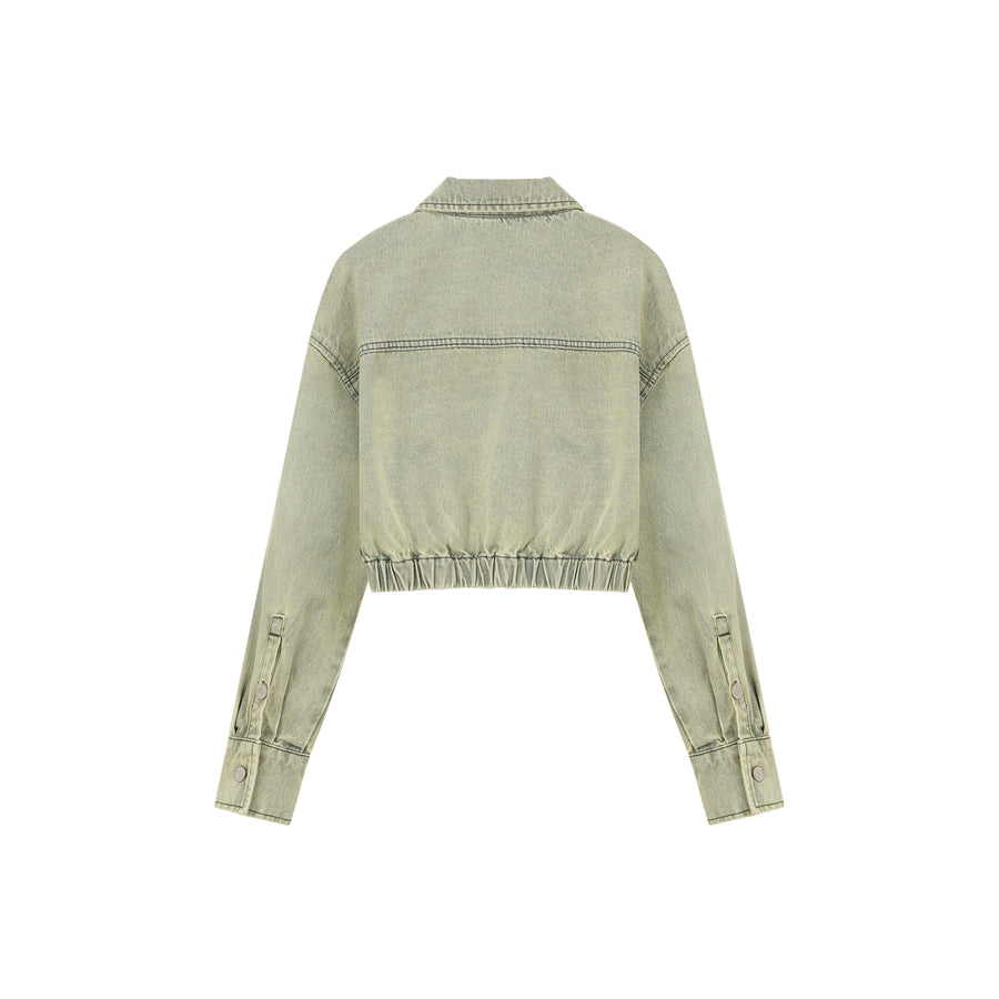 CHUU Faded Color Denim Zip-Up Jacket