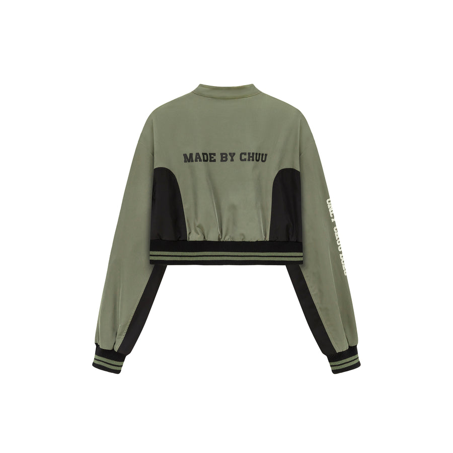 CHUU Logo Varsity Crop Jacket