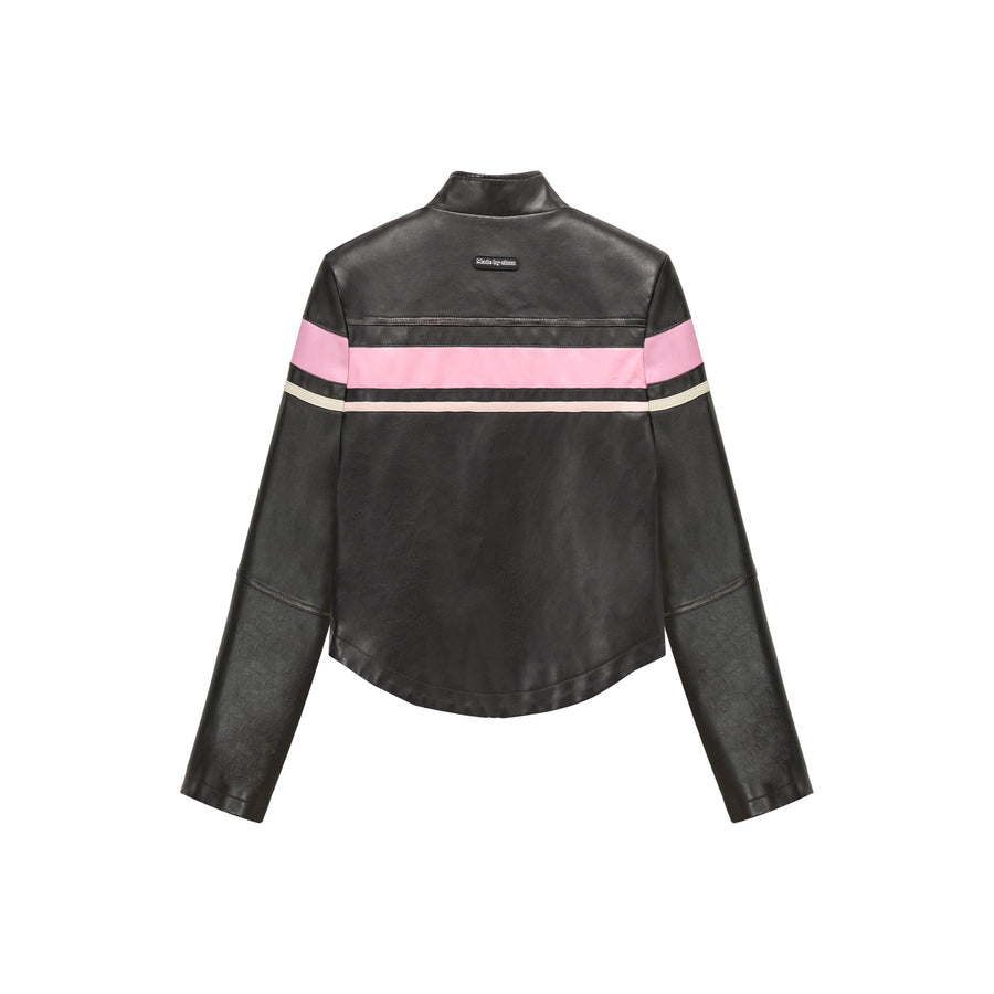 CHUU Color Combination Leather Jacket
