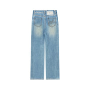 Front Pocket Design Wide Straight Denim Jeans