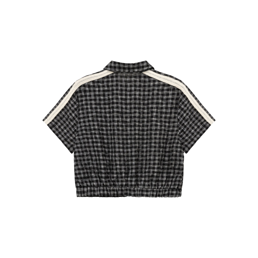 CHUU Check Zip-Up Short Sleeve Jacket
