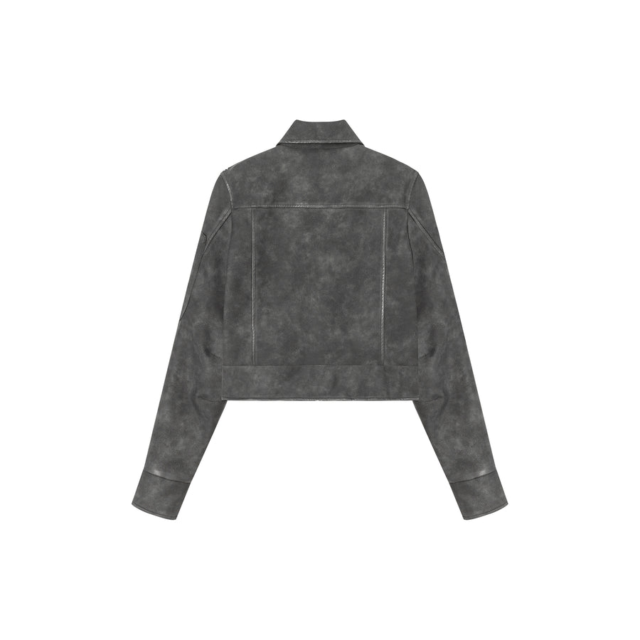 CHUU Simple Printed Leather Jacket