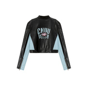 Two Toned Leather Crop Jacket