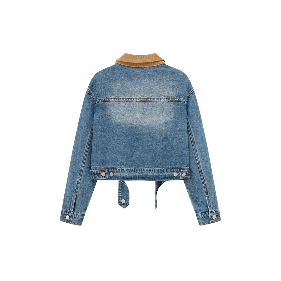 CHUU Color Collar Stitching Retro Denim Jacket