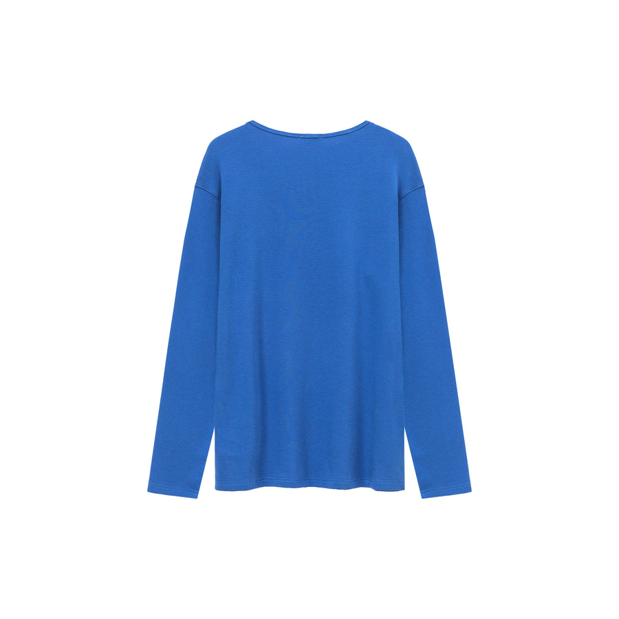 CHUU Logo Basic Open Collar Long Sleeve T-Shirt