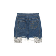 Raw Hem A-Line Denim Skirt