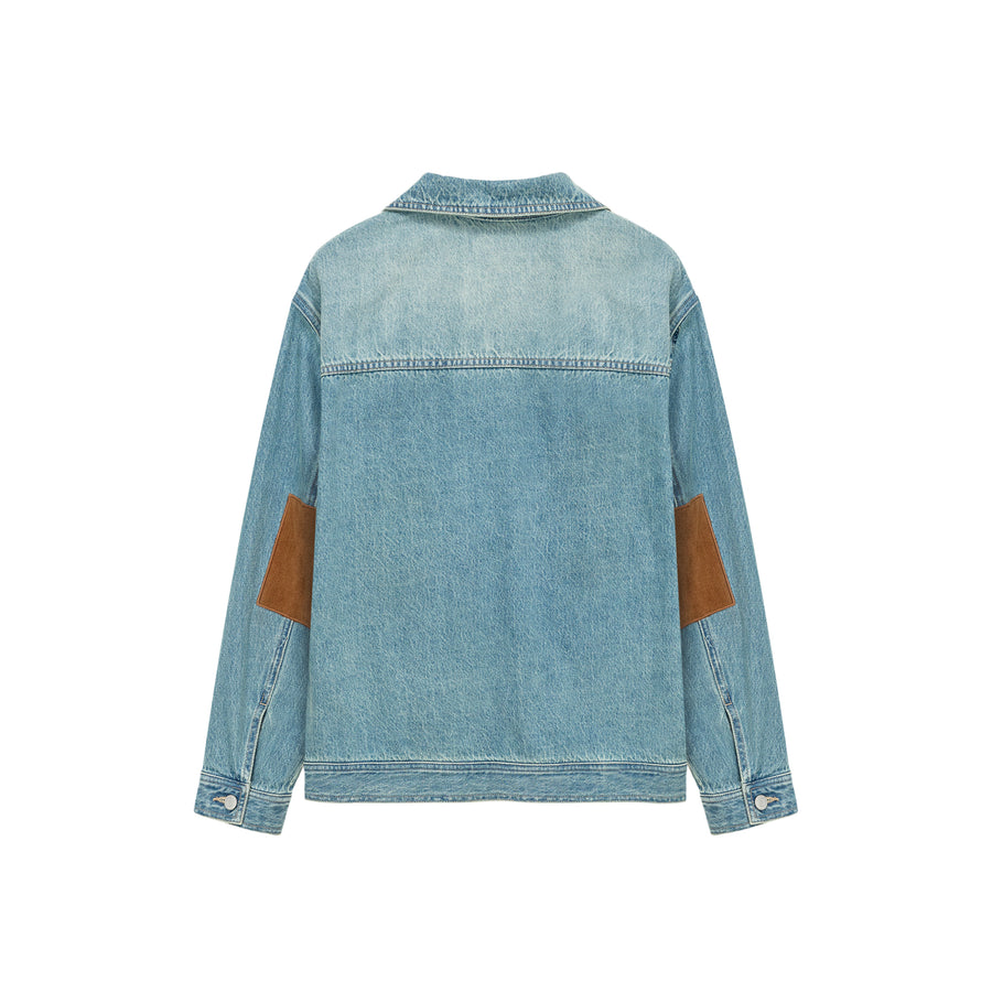 CHUU Asymmetrical High Neck Denim Jacket