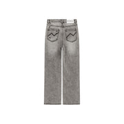 Distressed Ripped Wide Denim Jeans