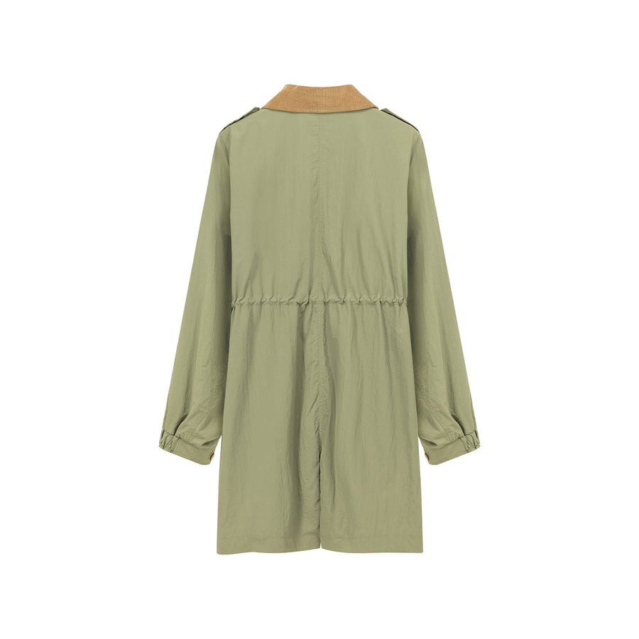 CHUU Color Collar String Long Windbreaker Jacket