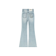 Fringe Stitch Slit Bootcut Denim Jeans