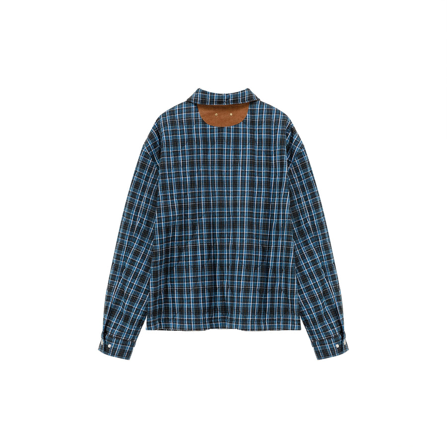 CHUU High Neck Check Quilted Shacket