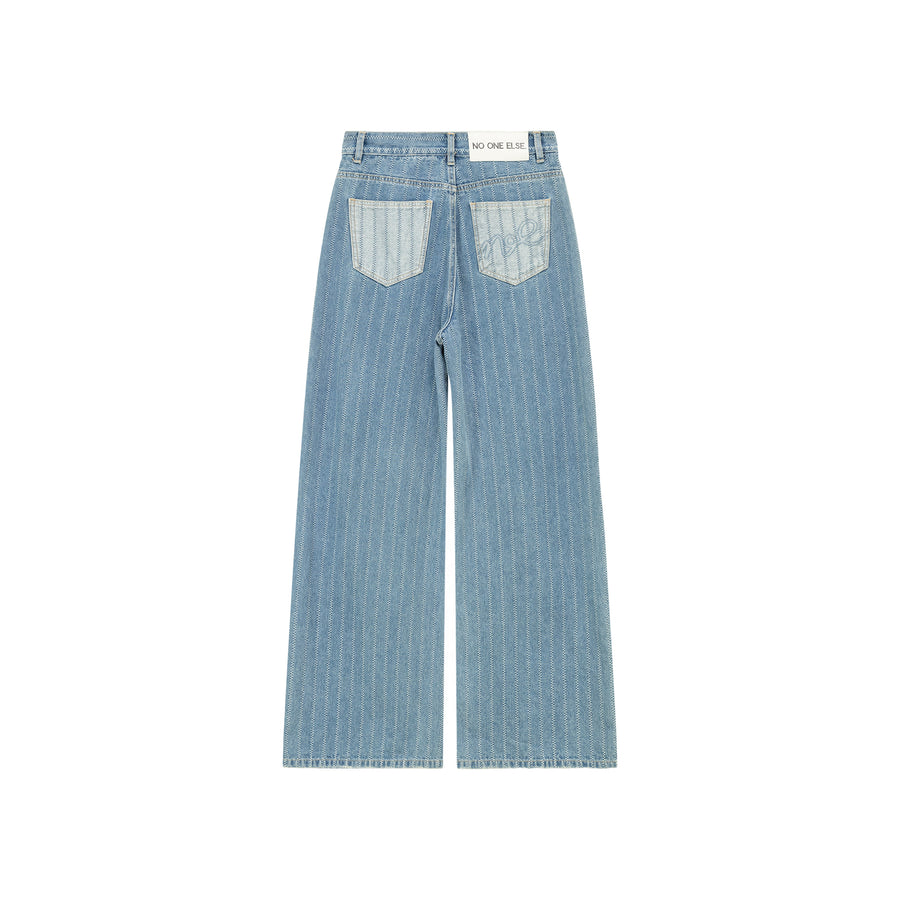 CHUU Color Striped Wide Leg Denim Jeans