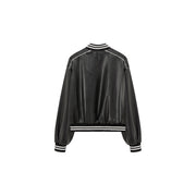 Varsity Leather Zip-Up Jacket