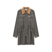 Color Collar String Long Windbreaker Jacket