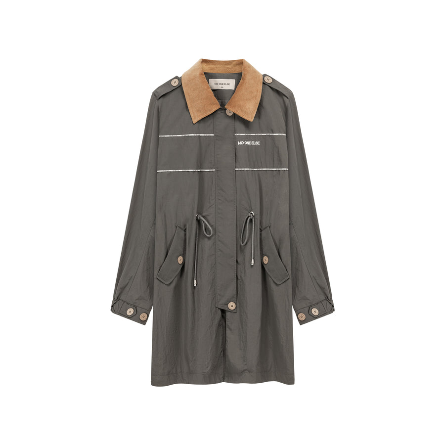 CHUU Color Collar String Long Windbreaker Jacket