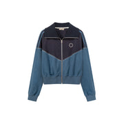 Stitch Color High Neck Zip-Up Jacket