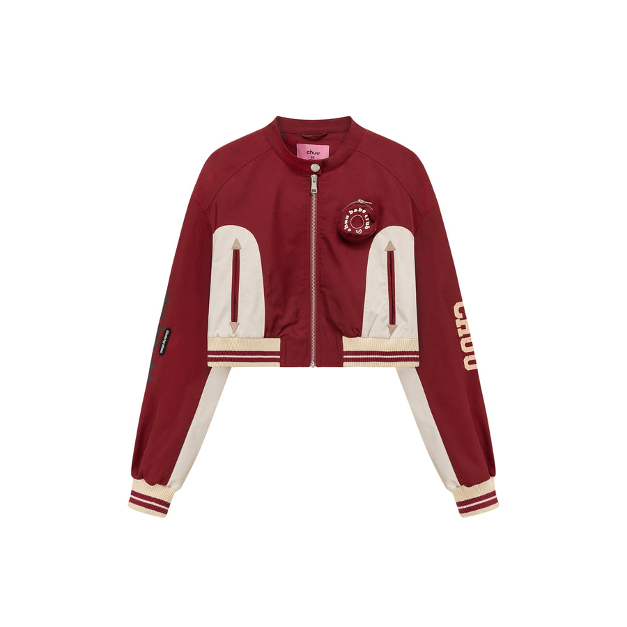 CHUU Logo Varsity Crop Jacket