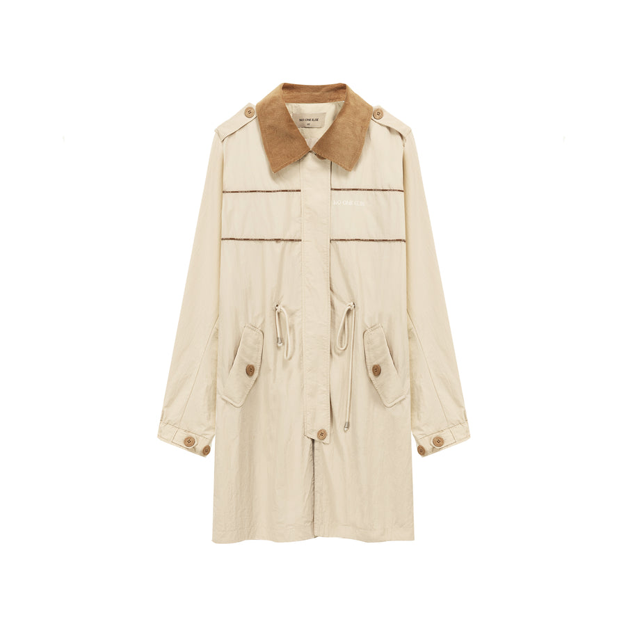 CHUU Color Collar String Long Windbreaker Jacket