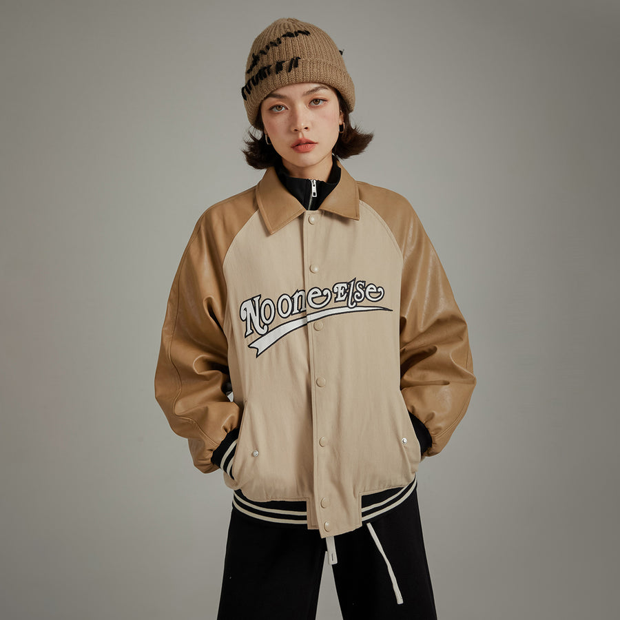 CHUU Logo Multi Color Varsity Leather Jacket