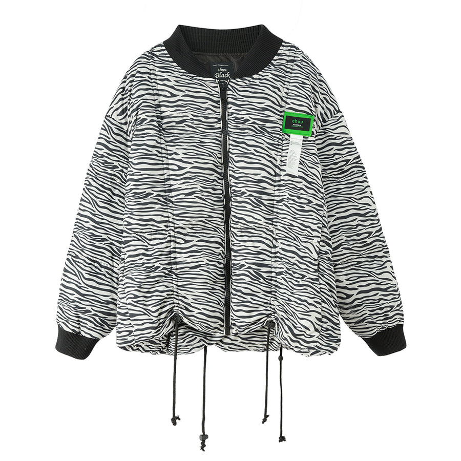 CHUU Just For The Look Zebra Patterned Padded Jacket