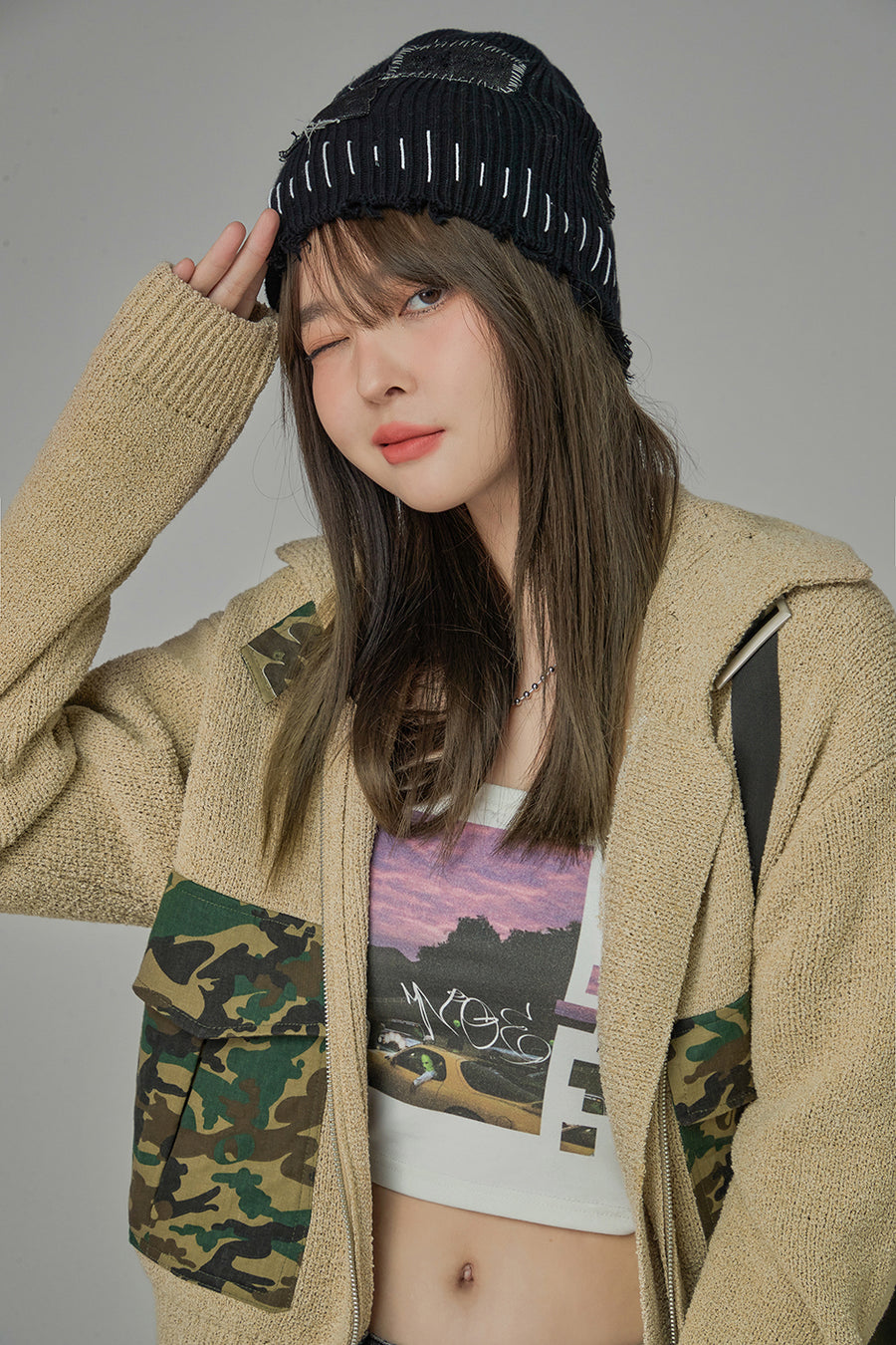 CHUU Getting Some Closure Camo Jacket