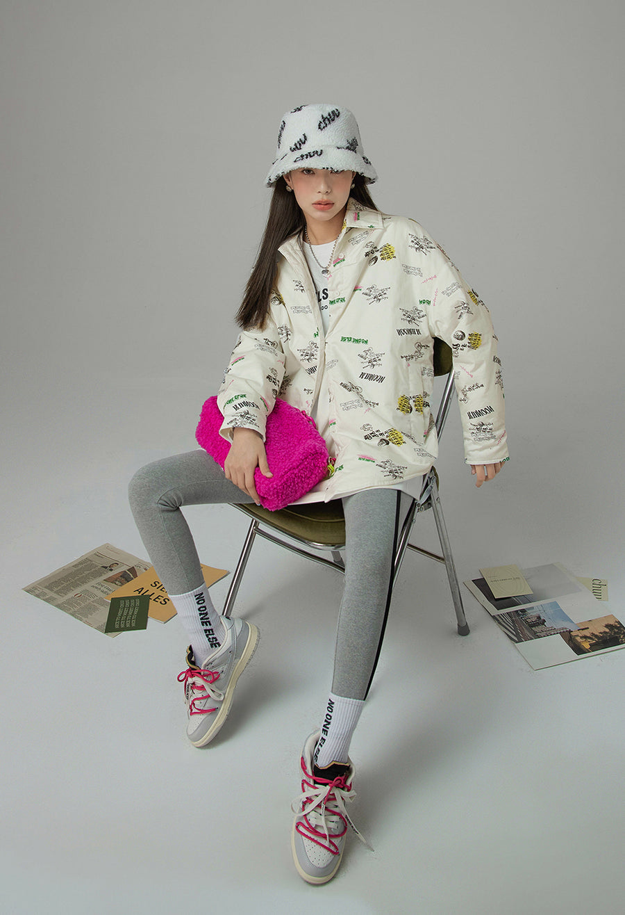 CHUU Stay A Mystery Graphic Shacket