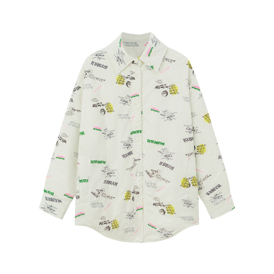 CHUU Stay A Mystery Graphic Shacket