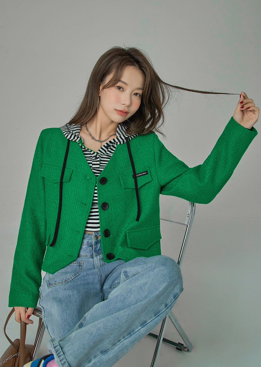 CHUU Bloom With Grace Tweed Jacket