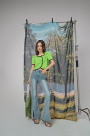 Heart Button Short Sleeve Jacket