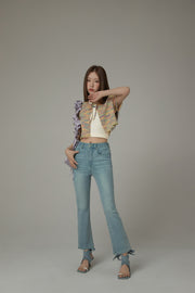 Chuu Pocket Design Semi Bootcut Denim Jeans