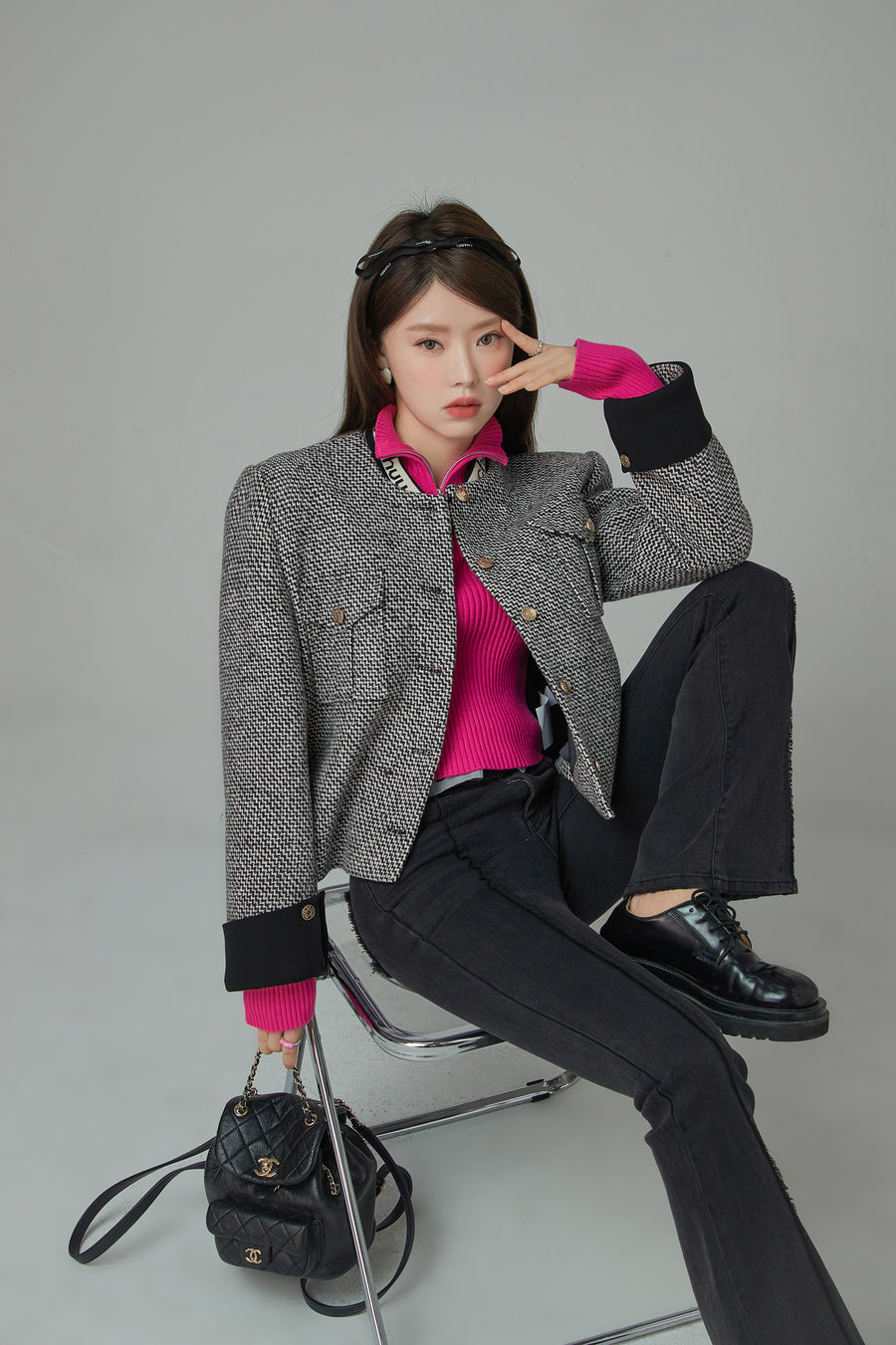 CHUU Main Character Dreams Vintage Button Tweed Jacket