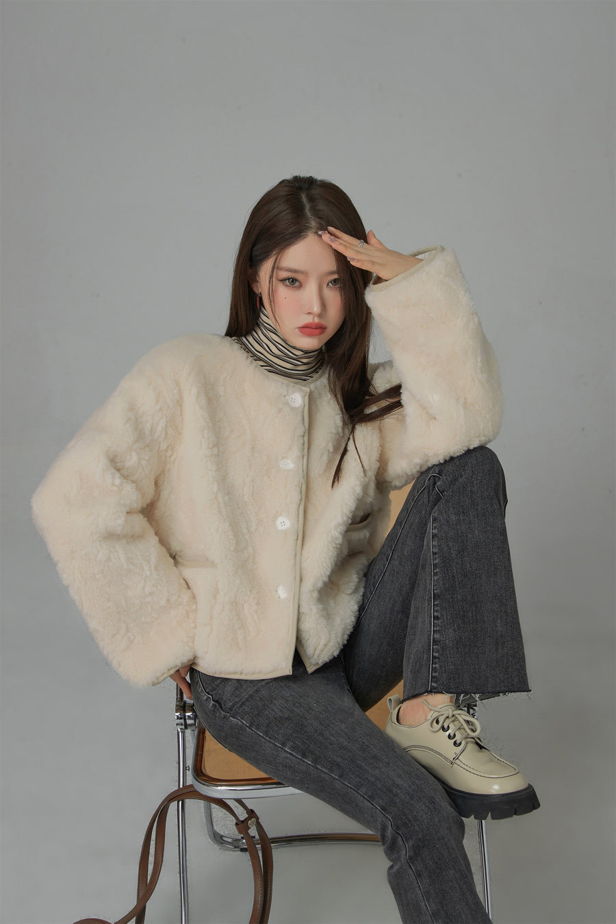 CHUU Nights Got Cold Cozy Fleece Quilted Jacket