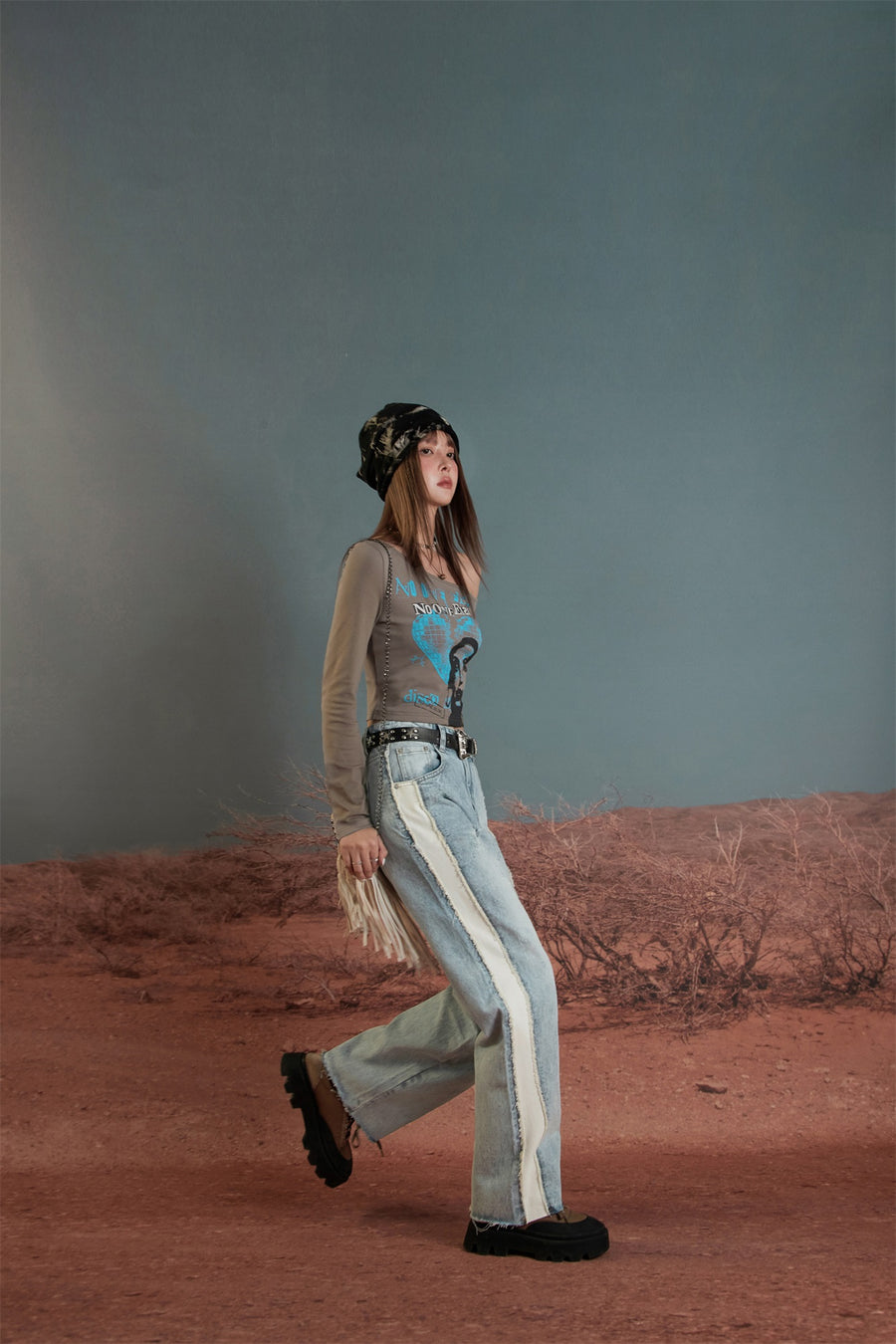 CHUU Raw Damaged Straight Wide Jeans