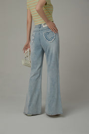 Heart Bootcut Light Wash Denim Jeans