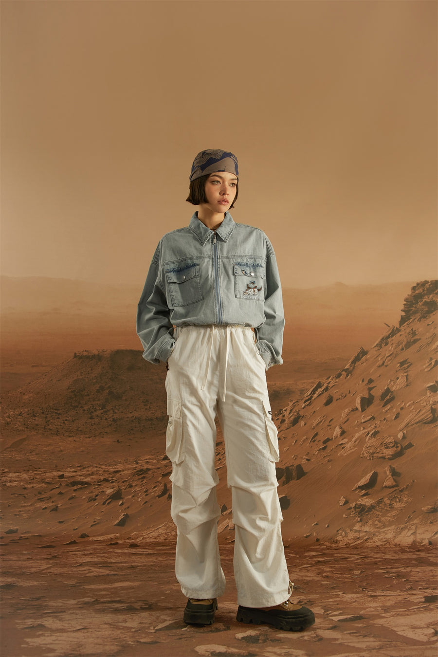 CHUU Two-Way Zip-Up Denim Jacket