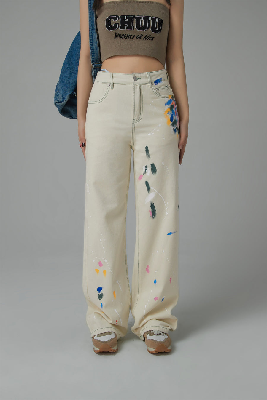 CHUU Colorful Paint Straight Fit Denim Jeans